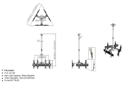Equip Deckenhalterung 32-65/3TFT 30Kg Triple-Screen sw lite Retail