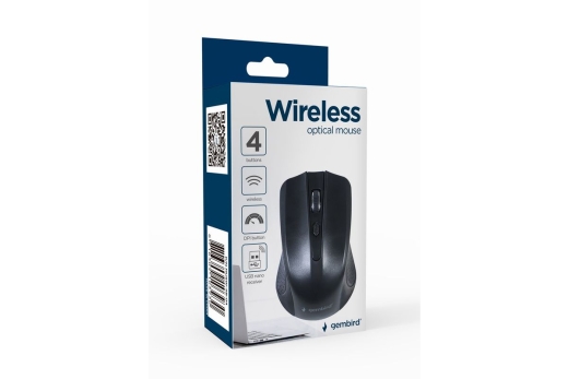 gembird Maus OPT WIRELESS 4 Tasten inkl.nano USB schwarz