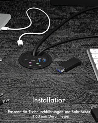 Hub 4-Port IcyBox USB 3.0 IB-HUB1403B Tischeinbau