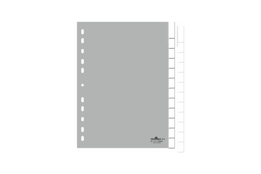 DURABLE Ordnerregister PP Tabe blanko f A4 12Blatt grau