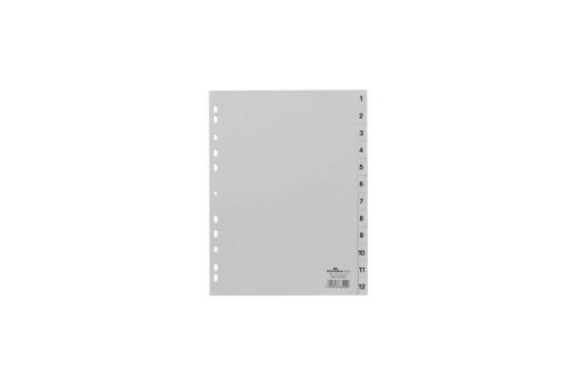 DURABLE Zahlenregister A4 1-12 PP volldeck. grau