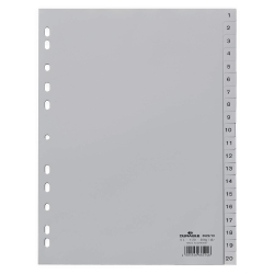 DURABLE Zahlenregister A4 1-20 PP volldeckend grau