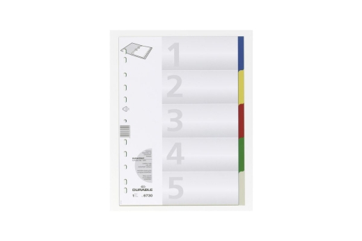 DURABLE Ordnerregister PP blanko/5-fbg f A4 5 Blatt