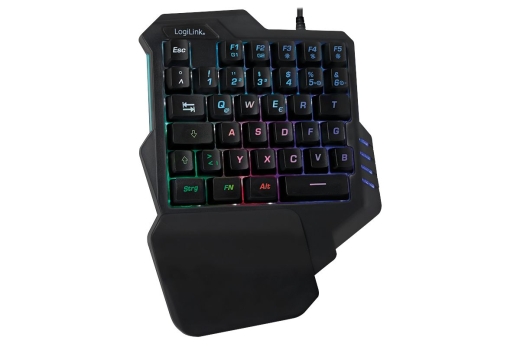 Logilink Einhand-Gaming Tastatur, beleuchtet, schwarz