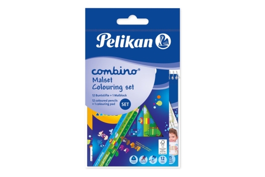 Pelikan Ausmal-Set Combino, Block + 12 Buntstifte