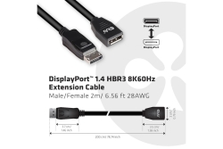 Club3D DisplayPort-Kabel 1.4 Verlängerung 2m 8K60HZ St/Bu retail