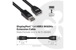 Club3D DisplayPort-Kabel 1.4 Verlängerung 2m 8K60HZ St/Bu retail