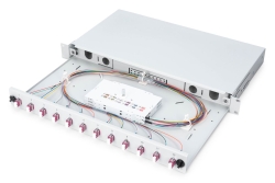 DIGITUS LWL Spleißbox 1HE bestückt 12x LC DX OM4 grau