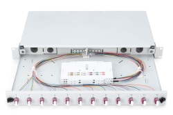 DIGITUS LWL Spleißbox 1HE bestückt 12x LC DX OM4 grau