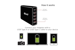 Club3D Schnellladegerät 1xUSB Typ C, 4xUSB Typ A, PD 111W retail