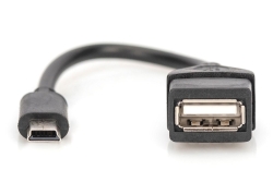 DIGITUS USB 2.0 Adapter OTG, Typ Mini B - A St/Bu 0,2m