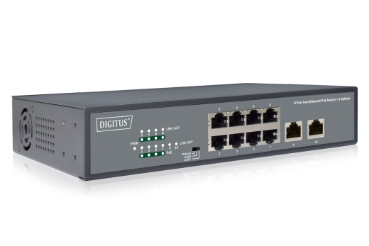 DIGITUS Switch 8-Port 10/100 120W PoE Unmanaged schwarz