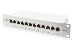 DIGITUS Cat.6A Patch Panel, geschirmt, 12-Port, 10, grau