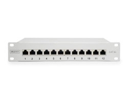DIGITUS Cat.6A Patch Panel, geschirmt, 12-Port, 10, grau