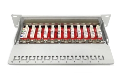 DIGITUS Cat.6A Patch Panel, geschirmt, 12-Port, 10, grau