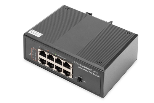 DIGITUS Switch Ind. 7-Port Gigabit 30W PoE Unmanaged schwar