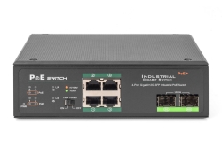 DIGITUS Switch Ind. 4-Port Gigabit 30W PoE Unmanaged schwar