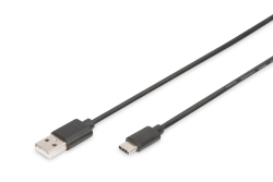 DIGITUS USB 2.0 Anschlusskabel Typ C -A St/St 1.0m, sw