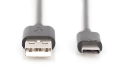 DIGITUS USB 2.0 Anschlusskabel Typ C -A St/St 1.0m, sw
