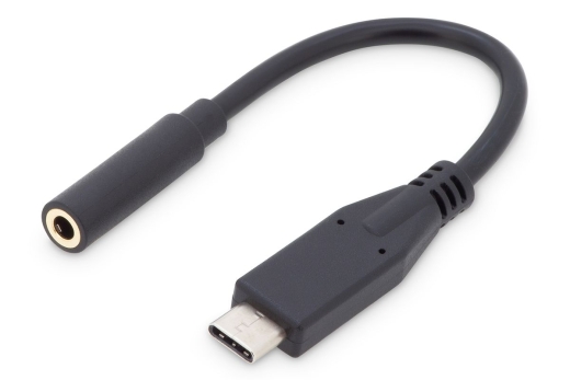 DIGITUS USB C Audio Adapterkabel Typ C -Klinke St/Bu 0,2m,sw