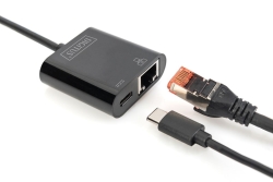 DIGITUS USB Type-C Gigabit Ethernet Adapter, PD Unterstüt.