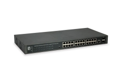 LevelOne PoE+Switch 24xGE PoE/2xSFP 370W 19WebSmart managed