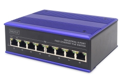 DIGITUS Switch Ind. 8-Port 10/100 30W PoE Unmanaged blau