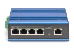 DIGITUS Switch Ind. 4-Port Gigabit 30W PoE Unmanaged blau