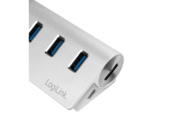 Logilink USB 3.0 HUB 3-Port, mit Kartenleser, ALU, silber