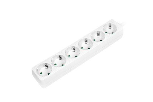 Logilink Steckdosenleiste 6-fach mit Schutzkontakt , weiß
