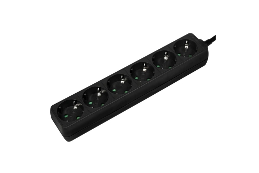 Logilink Steckdosenleiste 6-fach mit Schutzkontakt , schw.