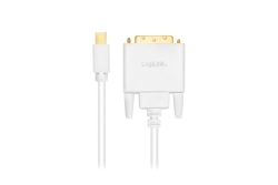 Logilink Mini DisplayPort-Kabel DP 1.2 zu DVI, weiß...