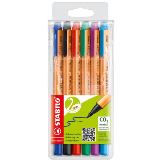 Filzschreiber GREENpoint® - 0,8 mm, 6er Pack sortiert