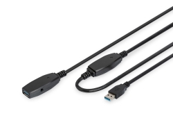 DIGITUS USB 3.0 Aktives Verlängerungskabel 20m, sw