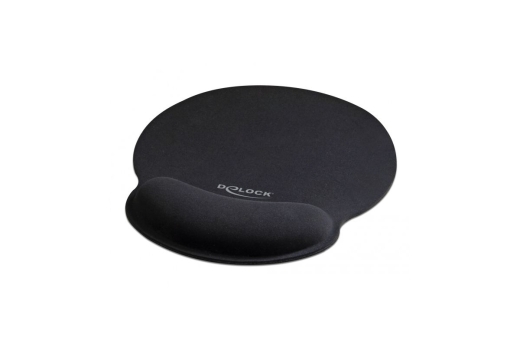 DELOCK Mauspad mit Handballenauflage rund schwarz
