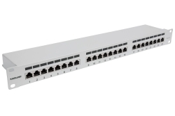 INTELLINET 24-Port Cat6a Patchpanel FTP 1HE grau