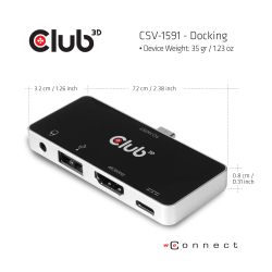 Club3D USB-C 4in1-HUB >HDMI/USB/USB-C/Audio 4K60Hz...