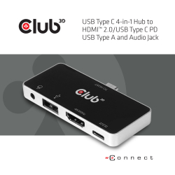 Club3D USB-C 4in1-HUB >HDMI/USB/USB-C/Audio 4K60Hz PD100W retail