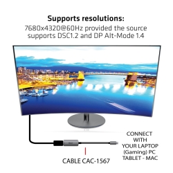 Club3D Adapter USB 3.2 Typ C > DP 1.4 8K60Hz HDR aktiv...