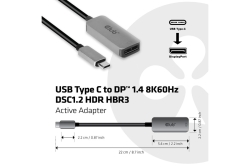 Club3D Adapter USB 3.2 Typ C > DP 1.4 8K60Hz HDR aktiv St/Bu retail