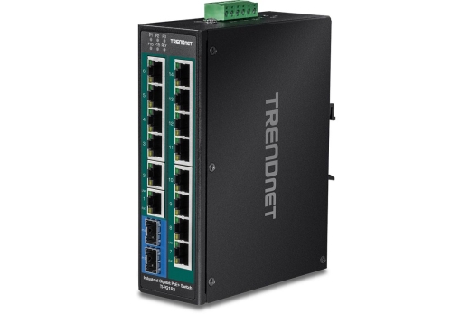 TRENDnet Industrie Switch 16 Port Gbit PoE+ DIN-Rail Metall