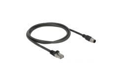 DELOCK Cable RJ45 > M12 plug 8 pin A-coded Cat.5e SFTP 1M