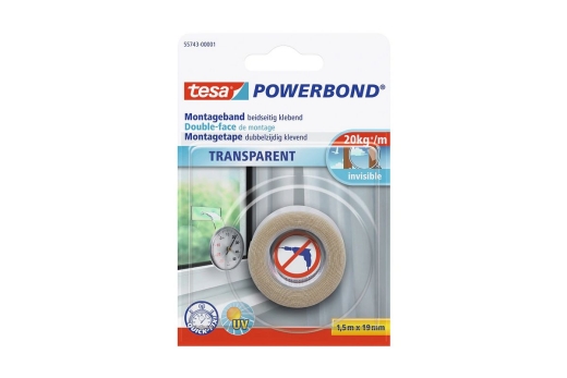 tesa Powerbond Montageband Transparent 1,5m 19mm