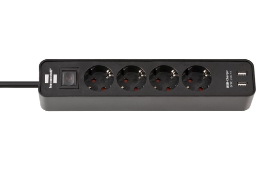 Brennenstuhl Steckdosenleiste Ecolor 4x+USB schwarz 1.5m