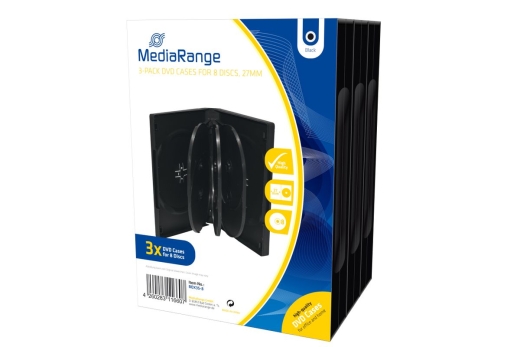 MediaRange DVD-Leerhülle für 8 Dics 27mm schwarz 3pcs