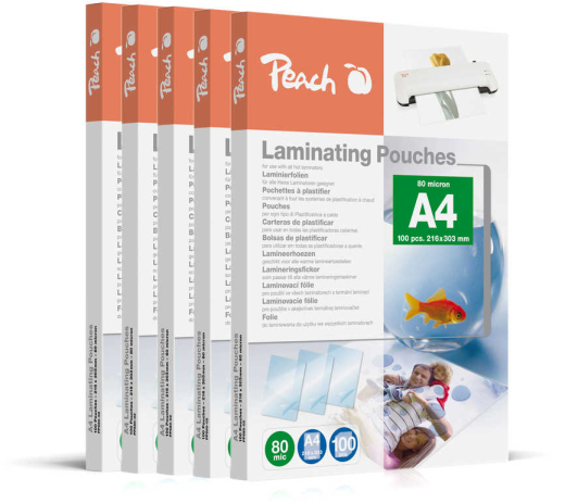 Peach Laminierfolien A4 216x303mm 80mic 5x100 Folien