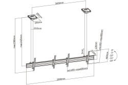 Equip Deckenhalterung 45-55/2TFT 50Kg Manu Dual-Screen sw lite Retail (Speditionsversand)