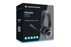 CONCEPTRONIC Headset Stereo USB-A/Mikro/Bedien. 2.00m sw
