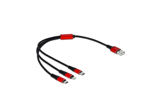 DELOCK USB 3in1 Ladekabel für Lightning/Micro-USB/USB C 30cm