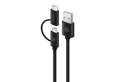 Alogic Ladekabel 2in1 USB-C & Micro USB 1m schwarz